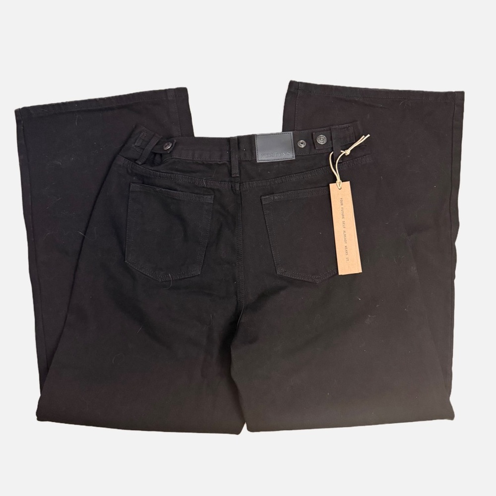 Adjustable Waist Black Jeans Women's 30 Baggy Wide Leg Y2K Indie Sleaze Denim - Picture 9 of 11